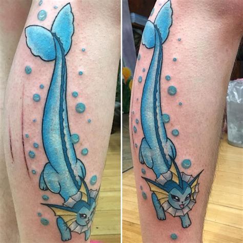 vaporeon tattoo|totodile tattoo.